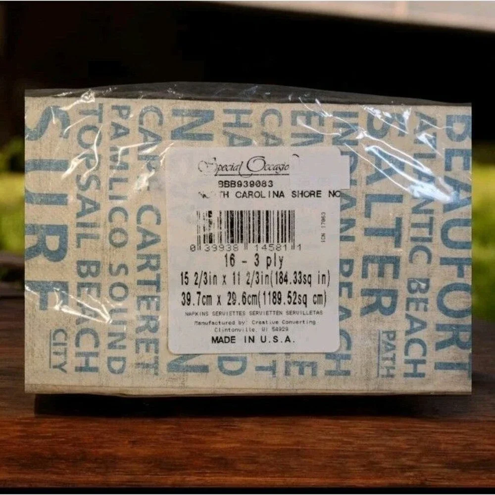 North Carolina Shore 16 count Pkg Dinner Napkins Paper Guest Towels NEW